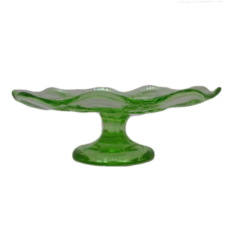 Vintage 1940,s tri-mold green glass stand