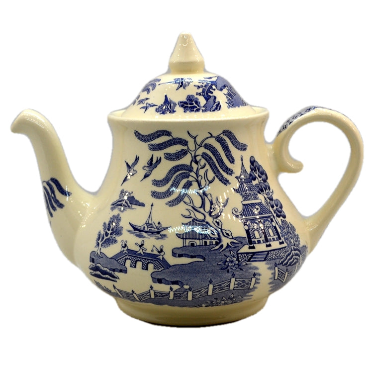 English Ironstone China Old Willow Blue and White China Teapot