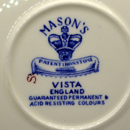 Vintage Masons Ironstone Blue & White Vista China Wide Bowl Teacup & Saucer