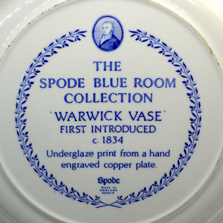Spode The Blue Room china Blue and white Warwick Vase Dinner Plate