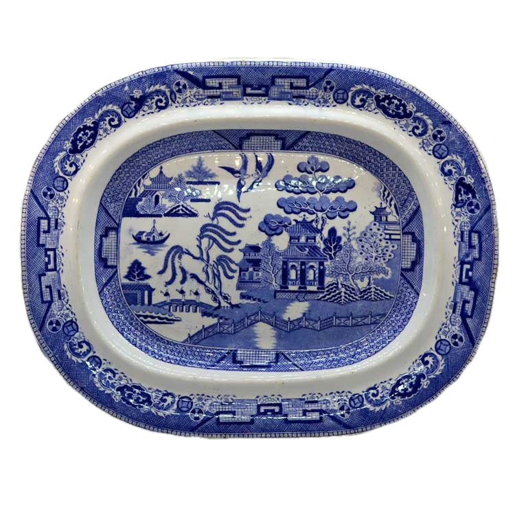Antique Blue Willow Staffordshire Meat Platter Wedgwood and Co 1860-1900