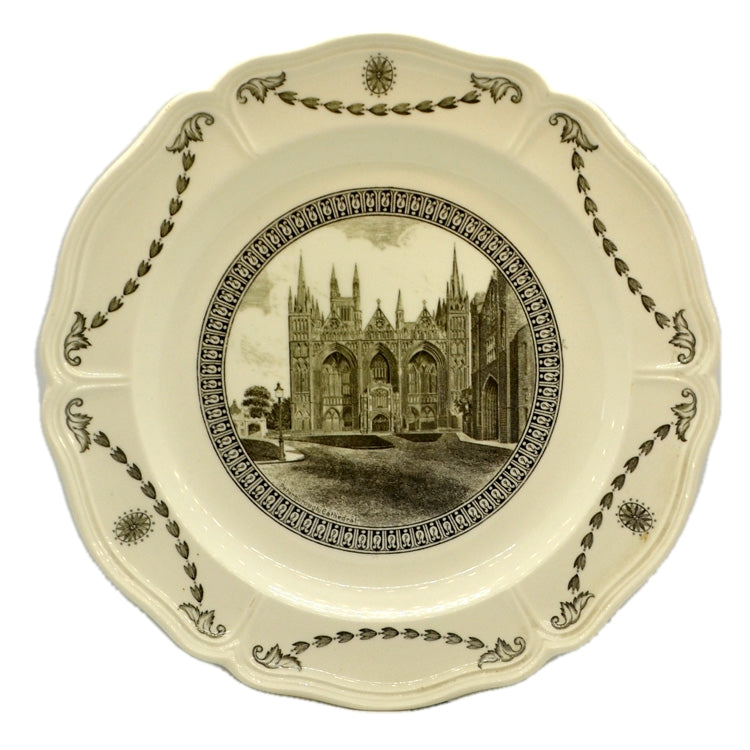 Vintage Wedgwood Grey and White China Peterborough Cathedral Plate 1951
