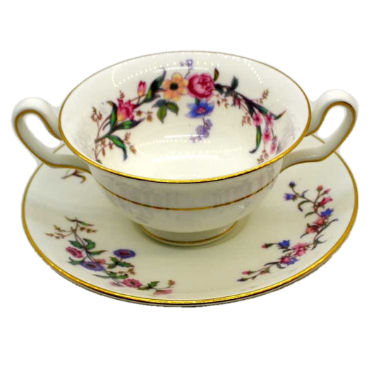 Wedgwood China Devon Sprays W4076 Soup Cup and Saucer