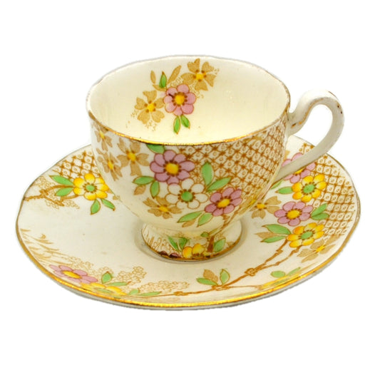 J H Cope & Co Wellington China 4975 Floral Teacup and Saucer