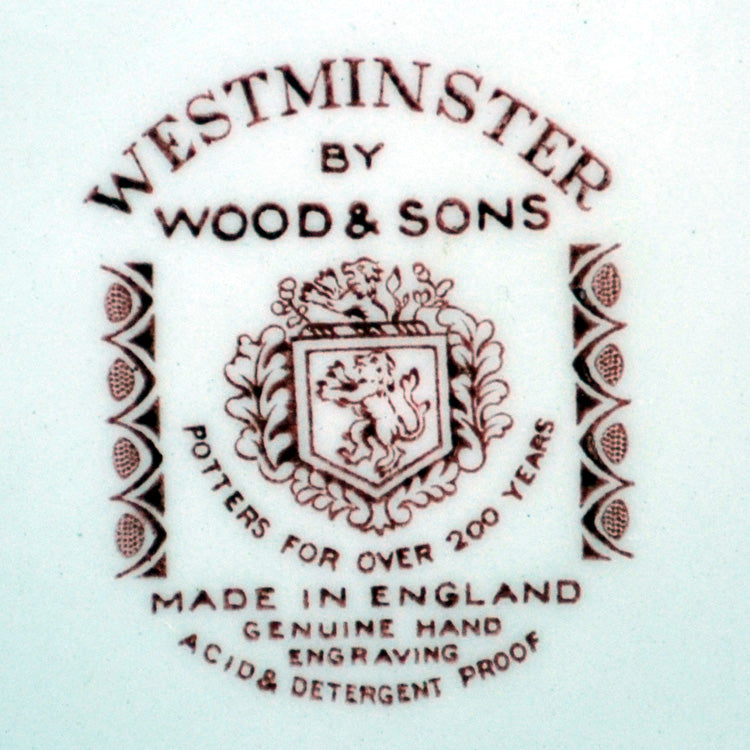 Wood & Sons Burslem Westminster Red and White China marks