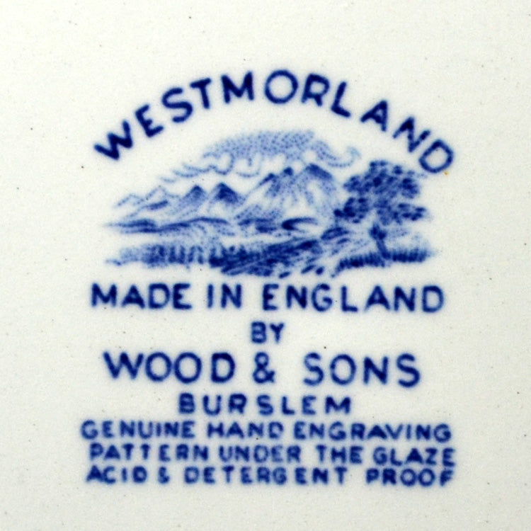 Wood & Sons Westmorland  Blue and White China Mark