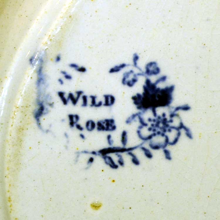 Antique Blue and White floral china Wild Rose Platter