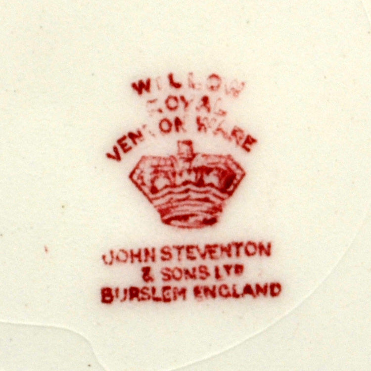 John Steventon and Sons Red And White China Willow Pattern 10 inch plate 1923-1936