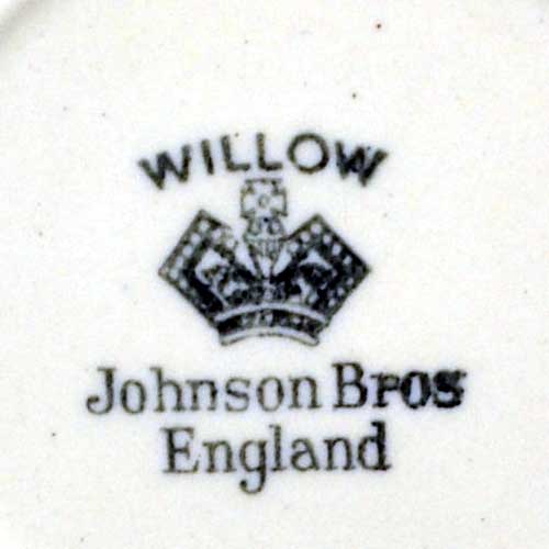 Johnson Bros Blue and White china Old Willow china marks
