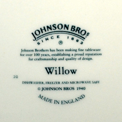 Johnson Brothers Willow Blue and White China 10.25-inch Dinner Plate