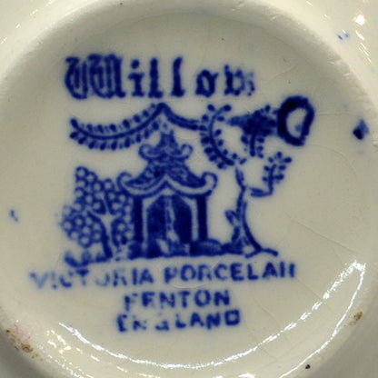 Victoria Porcelain Blue and White Willow China Dessert Plate