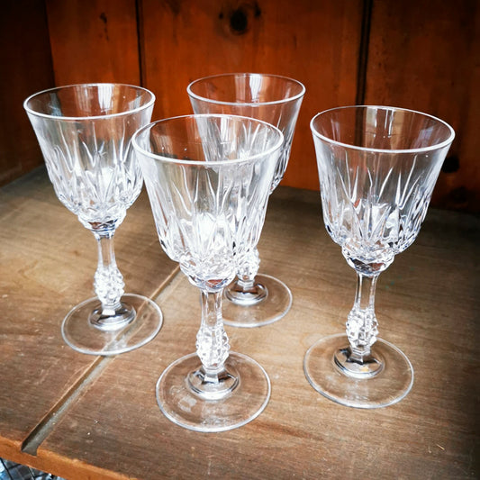Set of 4 Lead Crystal Small Wine Glasses