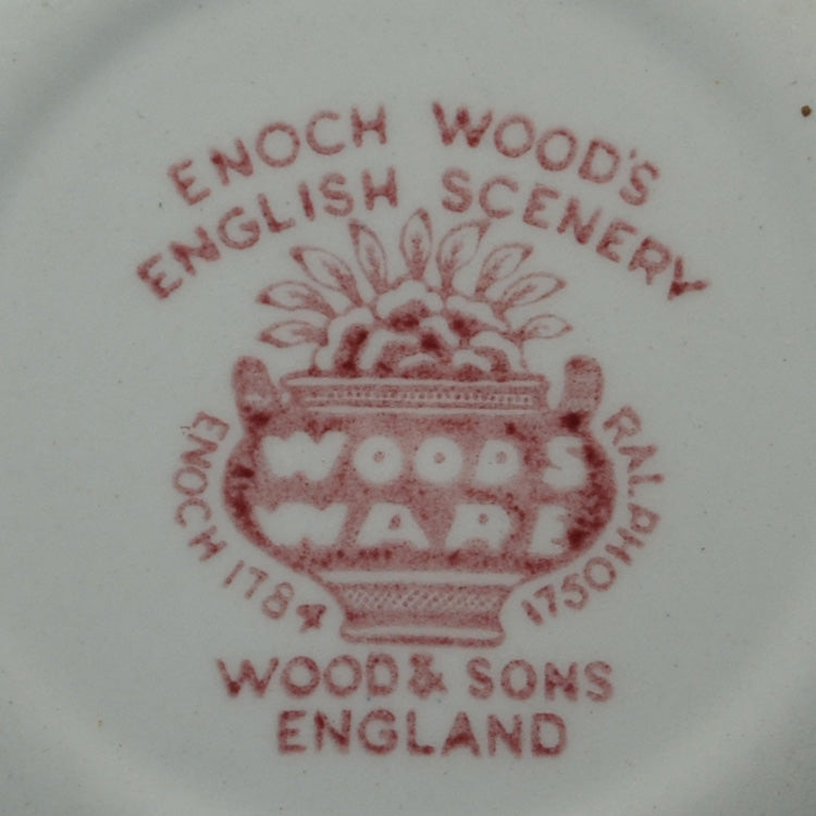 Enoch Woods English Scenery Woods Ware Red and White China Dessert Bowl