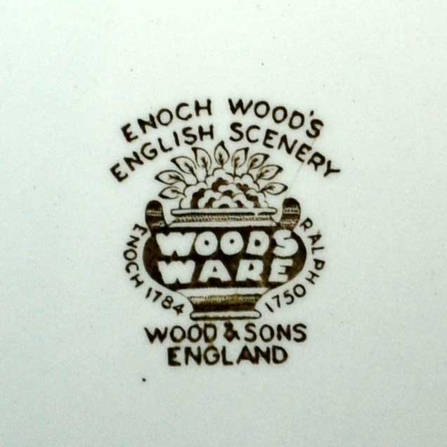 Woods Ware English Scenery Brown and White China mark