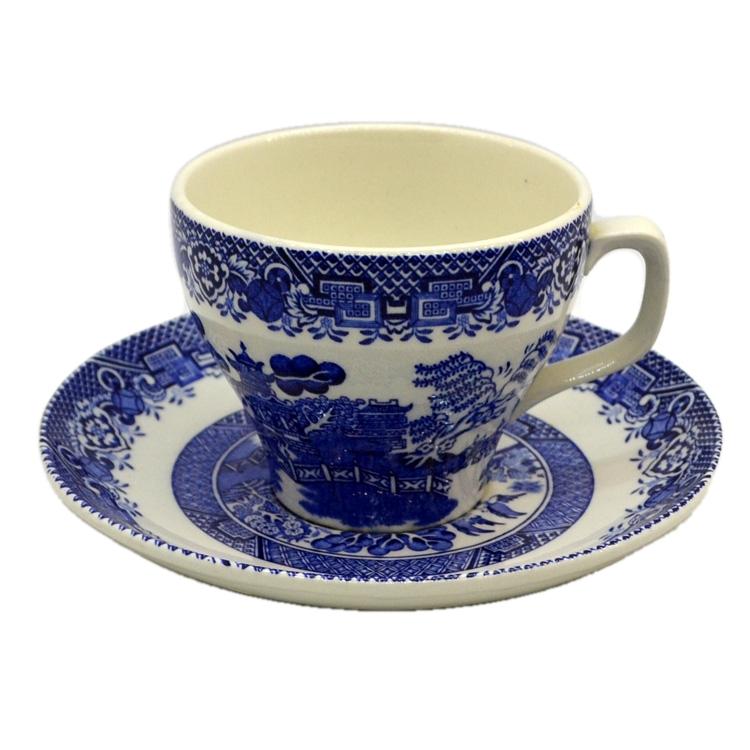 Woods Ware Blue and White Willow Tea Cup and Saucer c1930